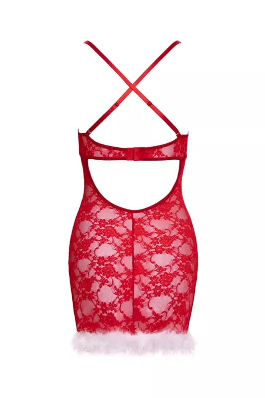 Rotes Negligé Cottelli LINGERIE auf weißem Hintergrund, Rückansicht