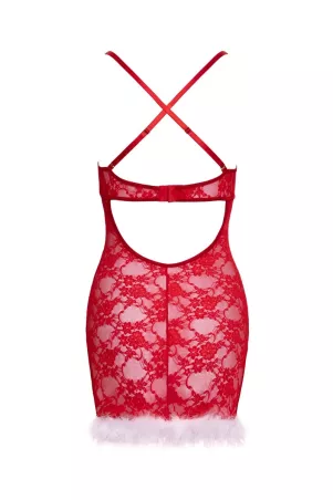 Rotes Negligé Cottelli LINGERIE auf weißem Hintergrund, Rückansicht
