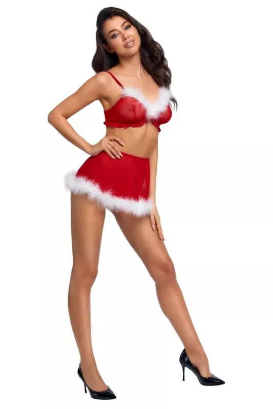 Completo intimo rosso X-Mas Cottelli Lingerie – vista laterale
