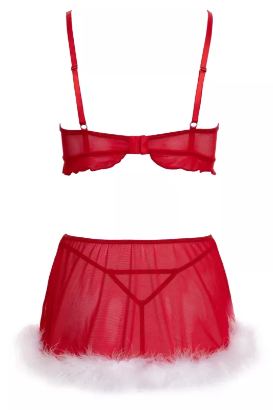 Completo intimo rosso X-Mas Cottelli Lingerie su sfondo bianco – retro