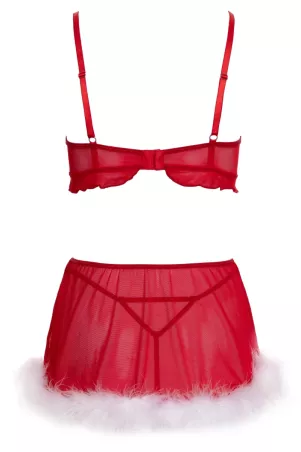 Ensemble lingerie rouge X-Mas Cottelli Lingerie sur fond blanc – dos