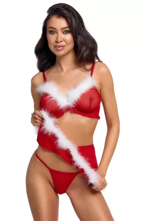 X-Mas red lingerie set Cottelli Lingerie – view showing thong