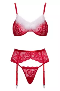 Cottelli X-Mas red garter set on white background – front
