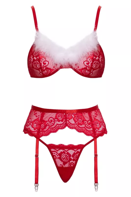 Cottelli X-Mas red garter set on white background – front