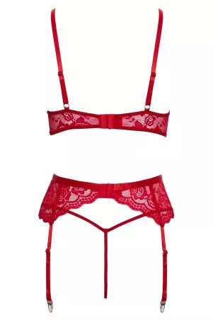 Cottelli X-Mas red garter set on white background – back