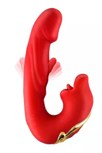 vue arrière du vibromasseur rabbit Kissy rouge