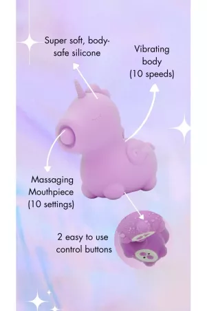 Infografica del vibratore Unihorn Karma Lilac a doppio motore