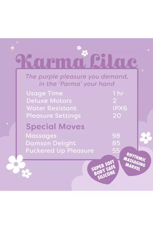 Technical sheet of the Karma Lilac Unihorn vibrator