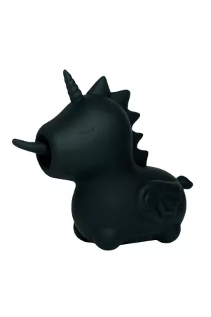 Seitenansicht des Wild Spirit Unihorn Vibrators im mattschwarzen Einhorn-Design