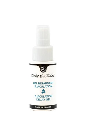 Gel retardant éjaculation bio Divinextases flacon pompe blanc pommes de cèdre