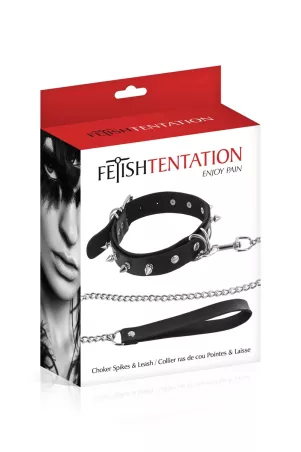 BDSM-Halsband mit Spitzen & Leine Fetish Tentation – SM-Stil