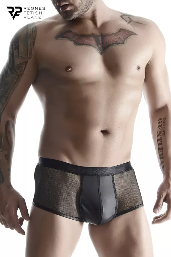 Black boxer wetlook and mesh Black boxer wetlook and mesh