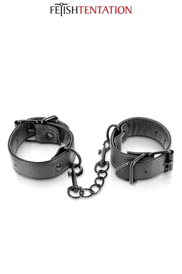 Menottes simili cuir ajustables - Fetish Tentation Menottes simili cuir ajustables - Fetish Tentation