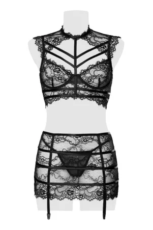 Set érotique jupe à jarretelles et top dentelle - Grey Velvet