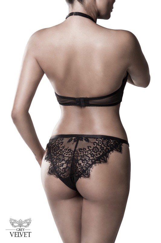 Bustier and lace string set - Grey Velvet