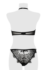 Bustier and lace string set - Grey Velvet