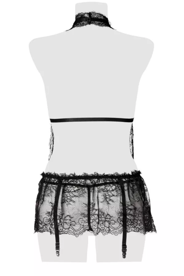 Set erotische Spitze Kleid, Geschirr und String