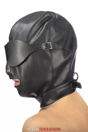 Faux leather balaclava with removable headband