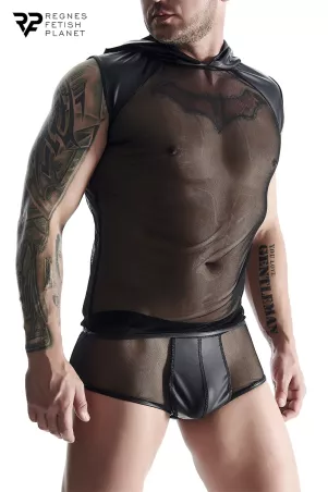 Mesh-T-Shirt mit Kapuze