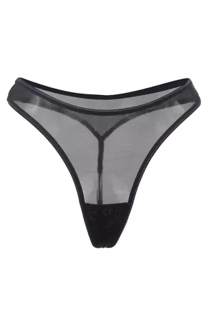 Black garter belt and thong