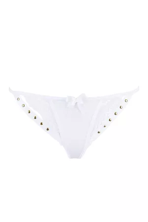 Perizoma bianco con borchie oro V-9798