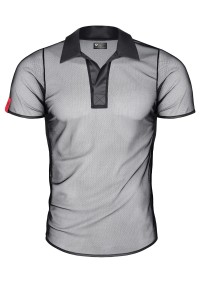 Polo in maglia trasparente nero