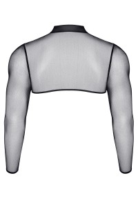 Transparentes Crop-Top aus schwarzem Tüll