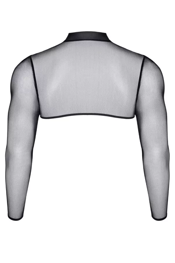 Crop top in tulle nero trasparente