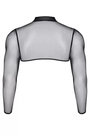 Transparentes Crop-Top aus schwarzem Tüll