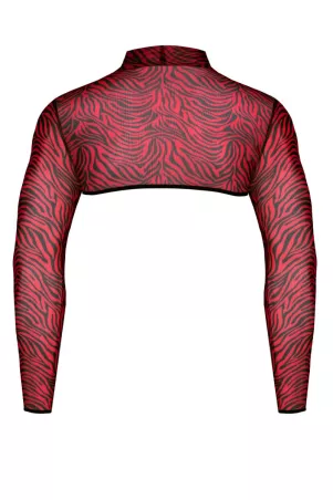 Crop top tulle zébré rouge et noir - Regnes