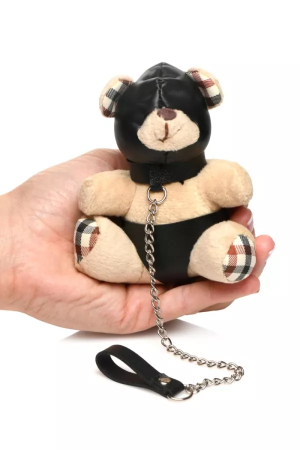 Teddy Bear BDSM Keychain with hood