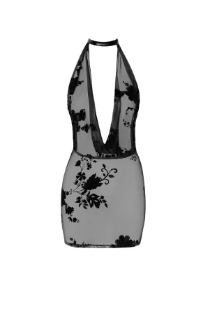 Mini Kleid zurück nackt Mythos F313 Tüll Floqué